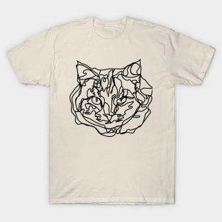 Cat black Outline Design T-Shirt